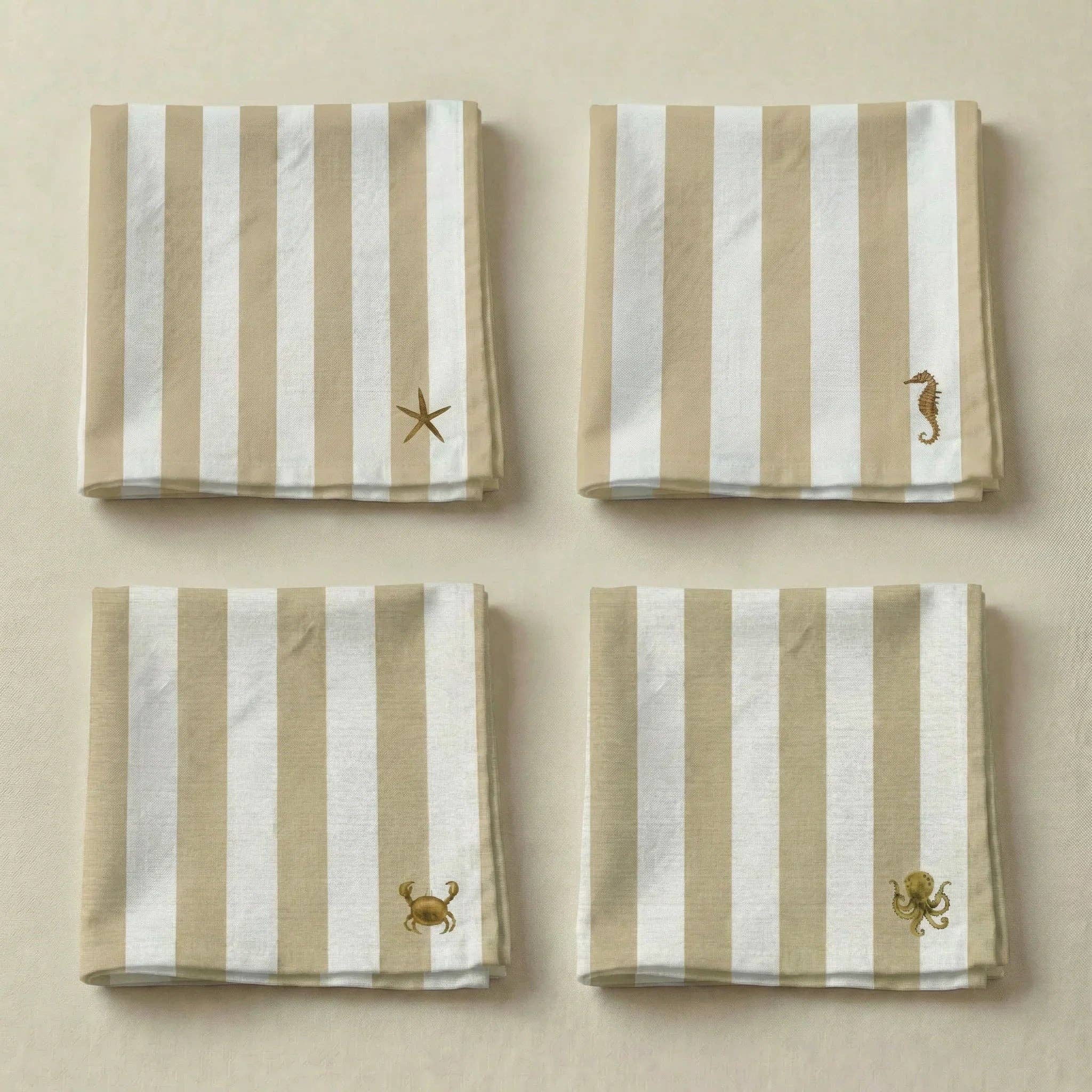Packung mit 4 Seleni-Servietten, Ocker
