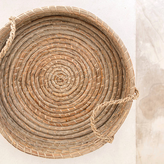 Rundes, geflochtenes Tablett 'PINTU'