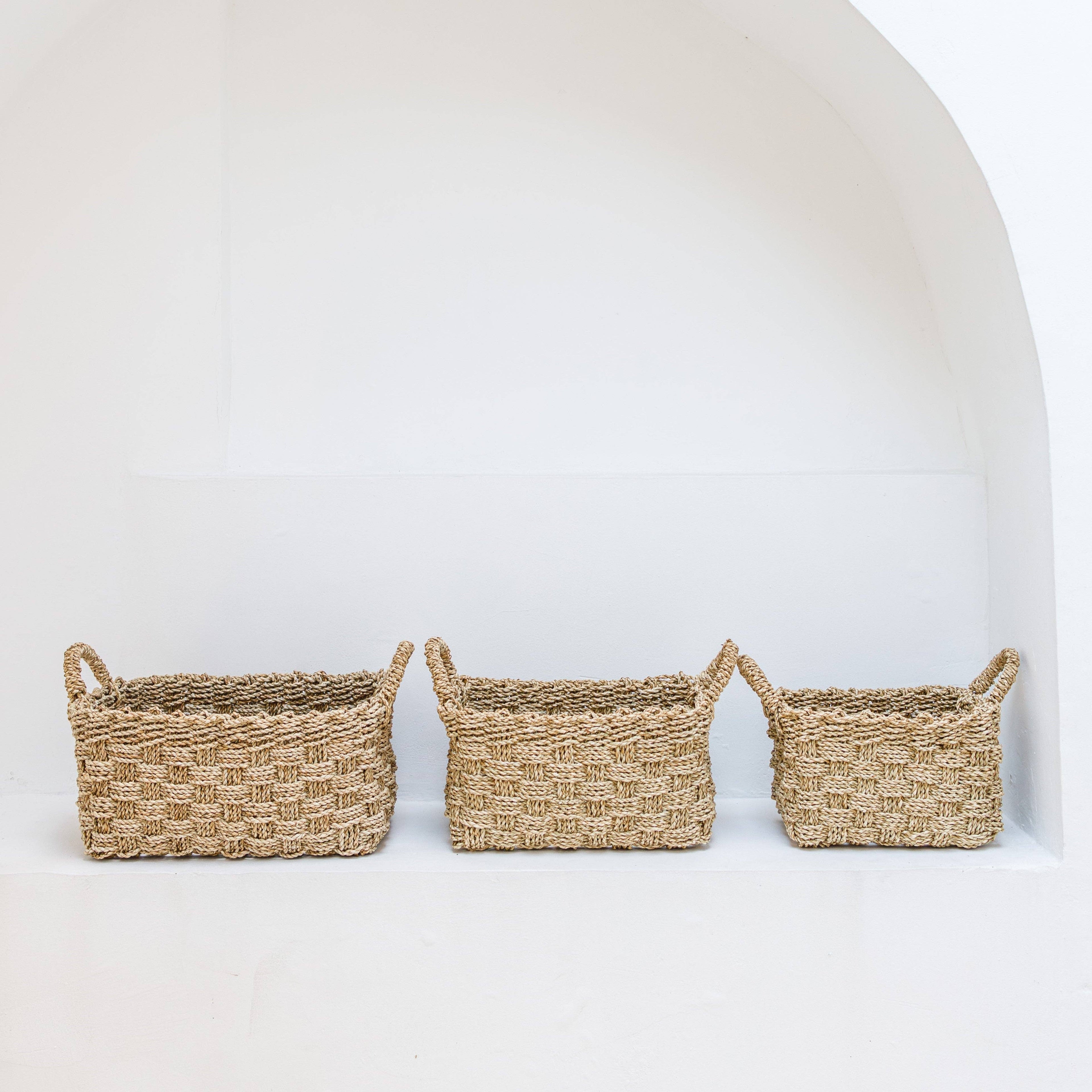 Korbflechtkorb aus Seegras BATIK (3 Größen) rechteckig