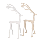 Dekoratives Metall-Rentier „Peek“ in großer Ausführung – moderne Winterdekoration in weiß oder beige