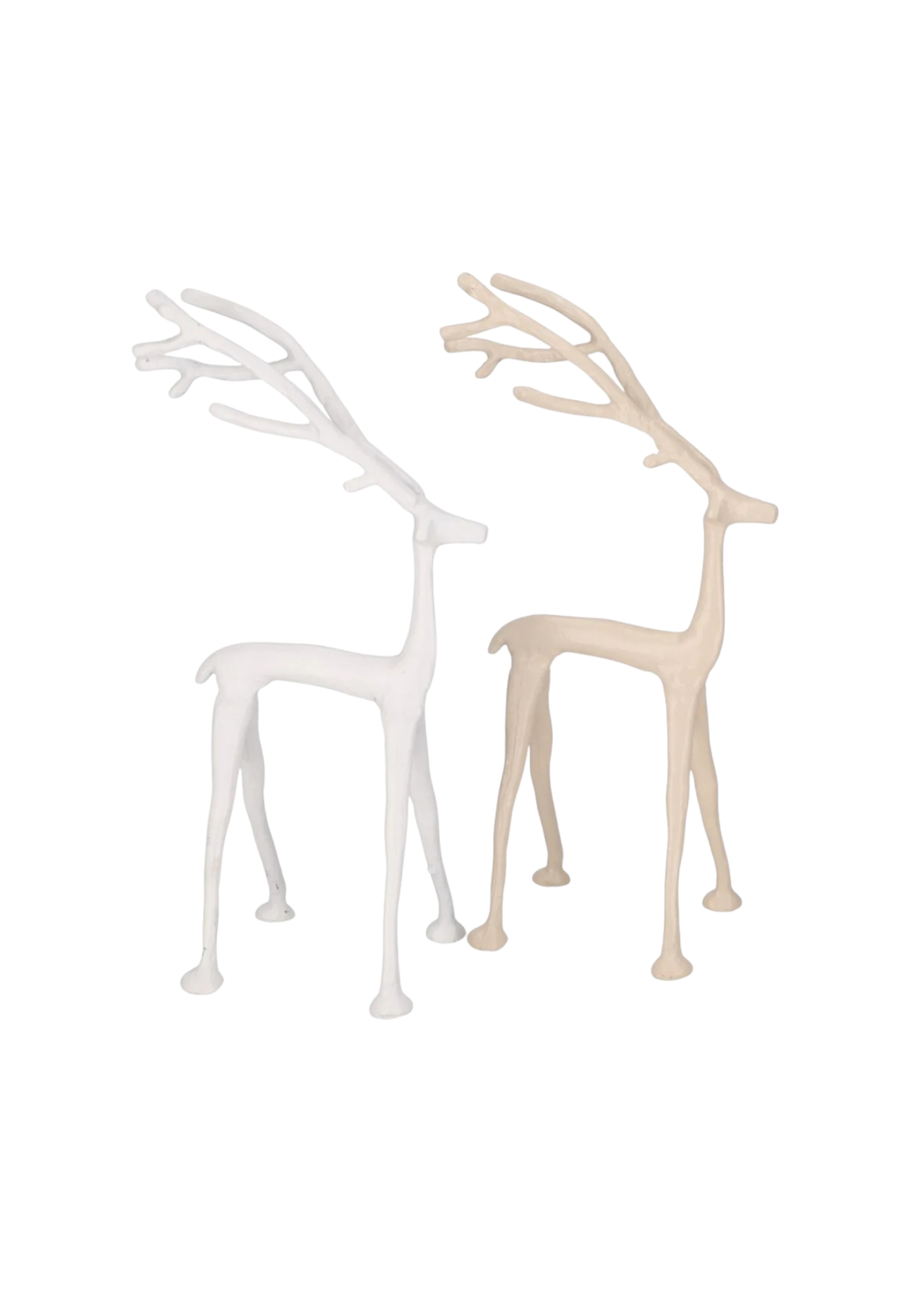 Dekoratives Metall-Rentier „Peek“ in kleiner Ausführung – moderne Winterdekoration in weiß oder beige