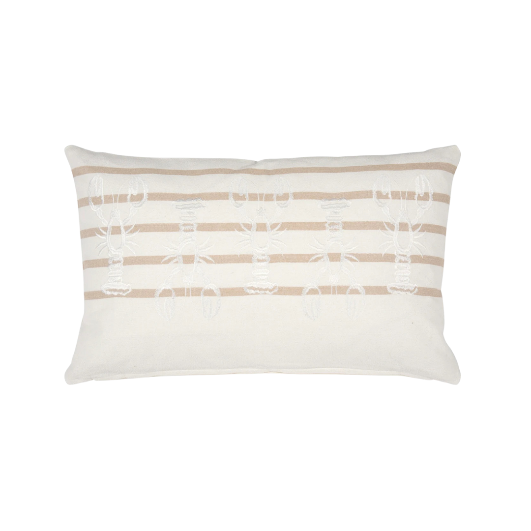 Elegante PAD Kissenhülle „Lobby“ in modernem Streifen-Design mit Hummer Stickerei aus weichem Baumwollstoff