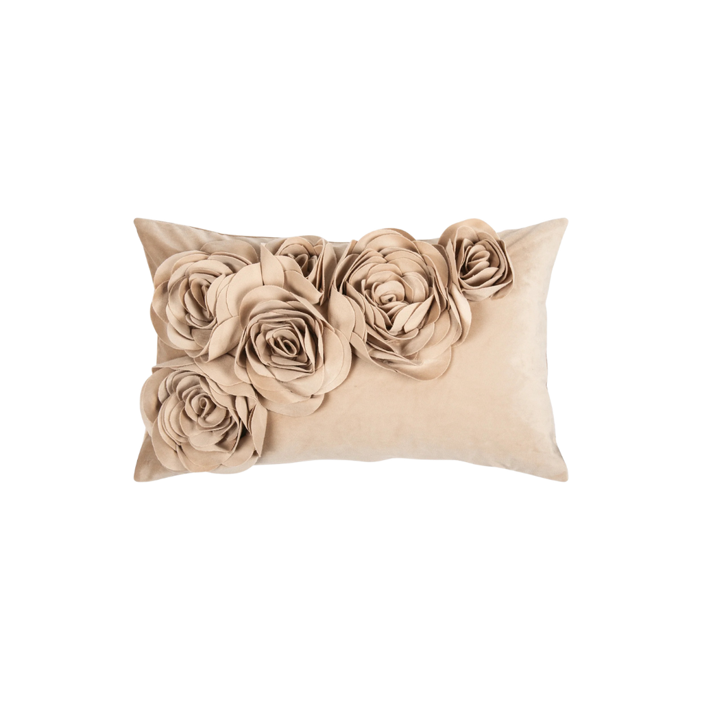 PAD Kissenbezug „Floral“ mit feiner Blumenapplikation – romantisches Wohnaccessoire in beige