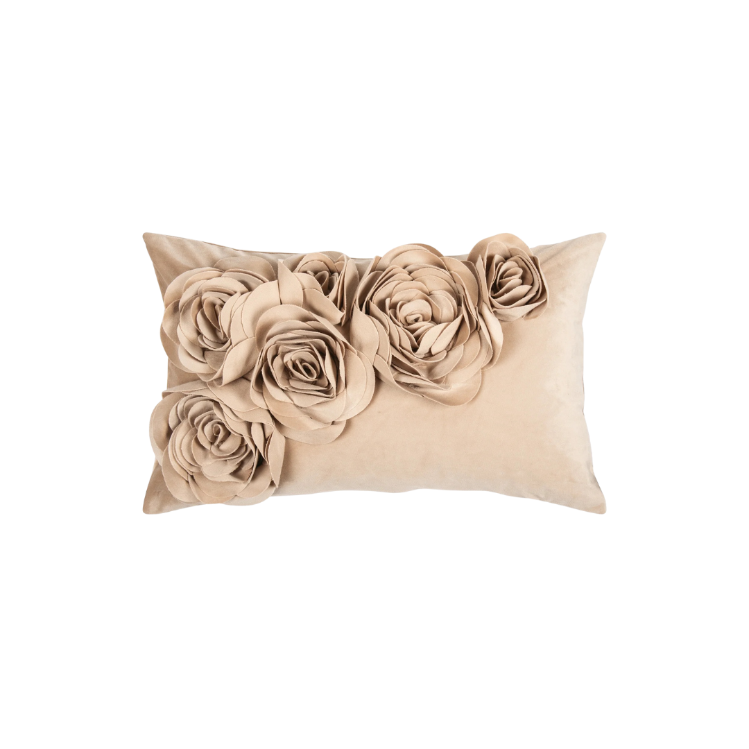 PAD Kissenbezug „Floral“ mit feiner Blumenapplikation – romantisches Wohnaccessoire in beige