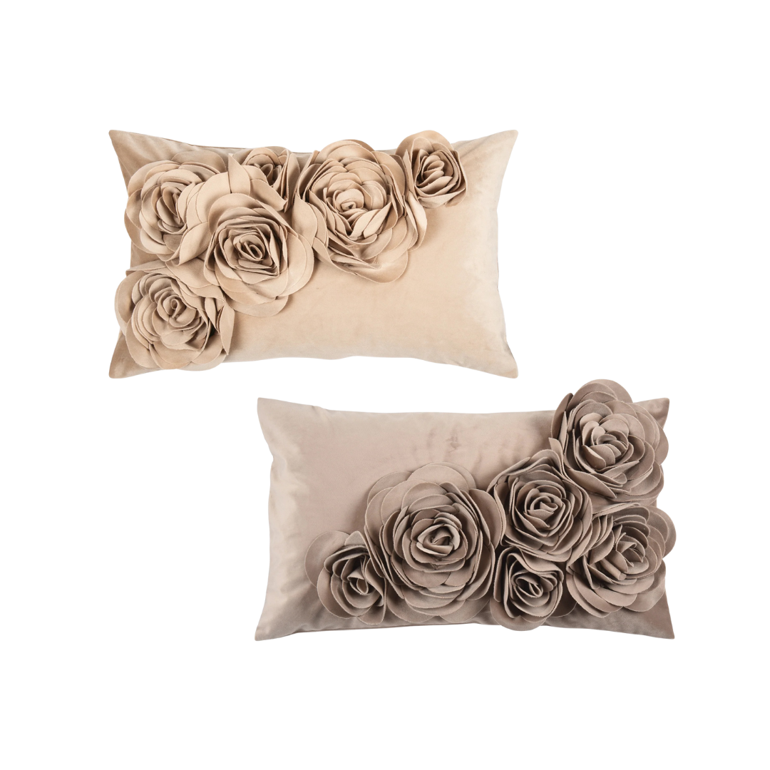 PAD Kissenbezug „Floral“ mit feiner Blumenapplikation – romantisches Wohnaccessoire in zarten Farben