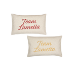 PAD Kissenbezug „Team Lametta“ mit festlichem Schriftzug – weihnachtliche Dekoidee mit Humor