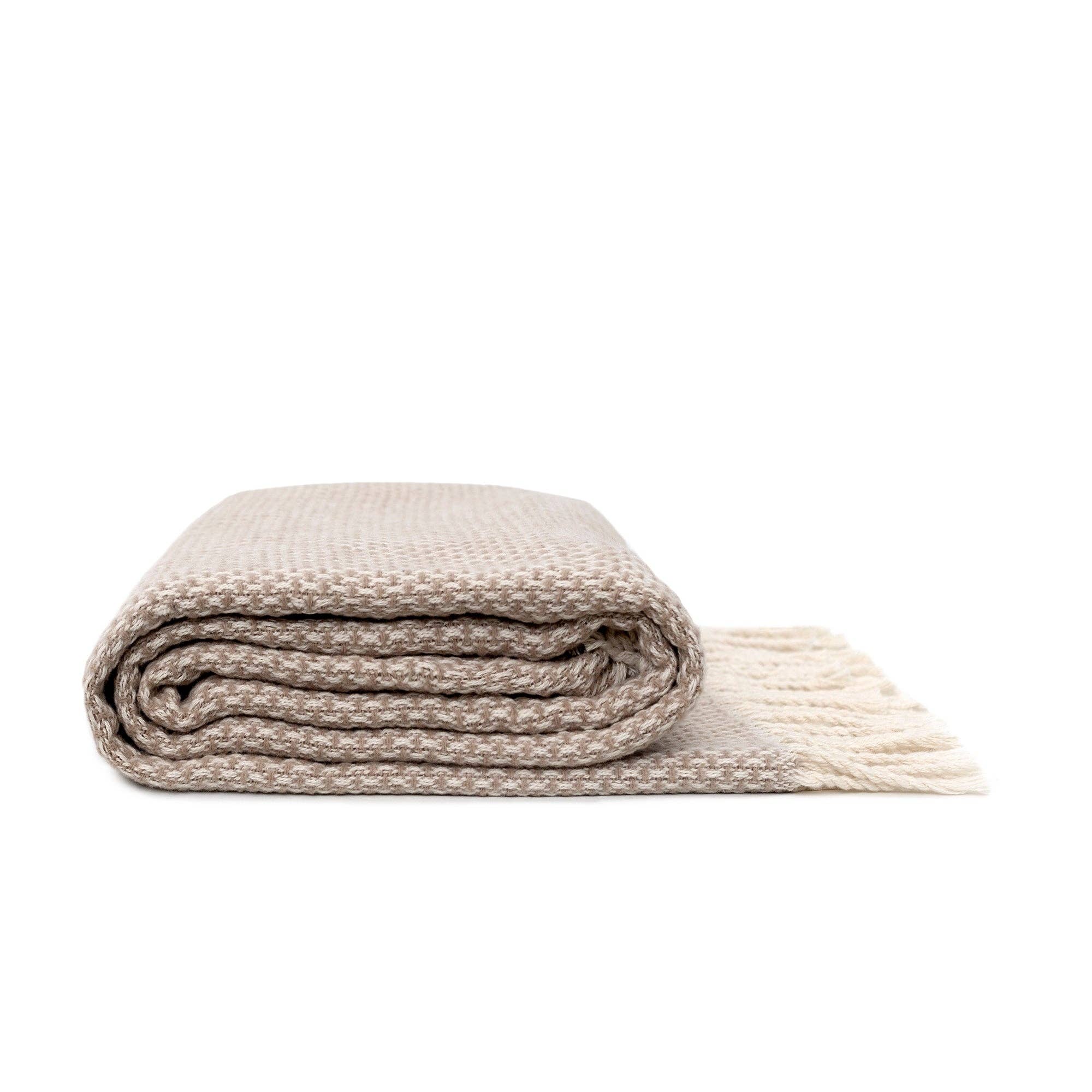 Happyfriday Haze Plaid in Beige mit Fransen