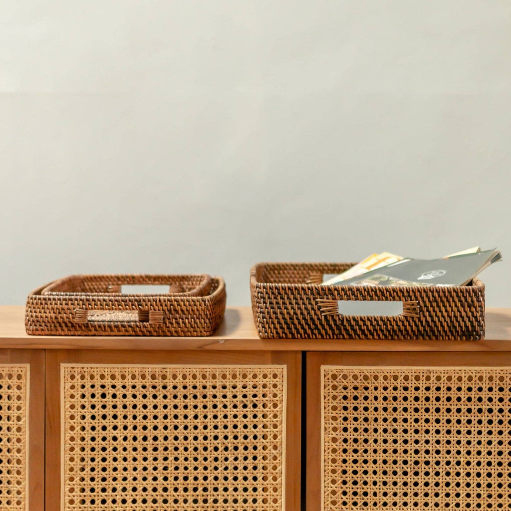 Rechteckiges Tablett Rattan 'AMAHAI'