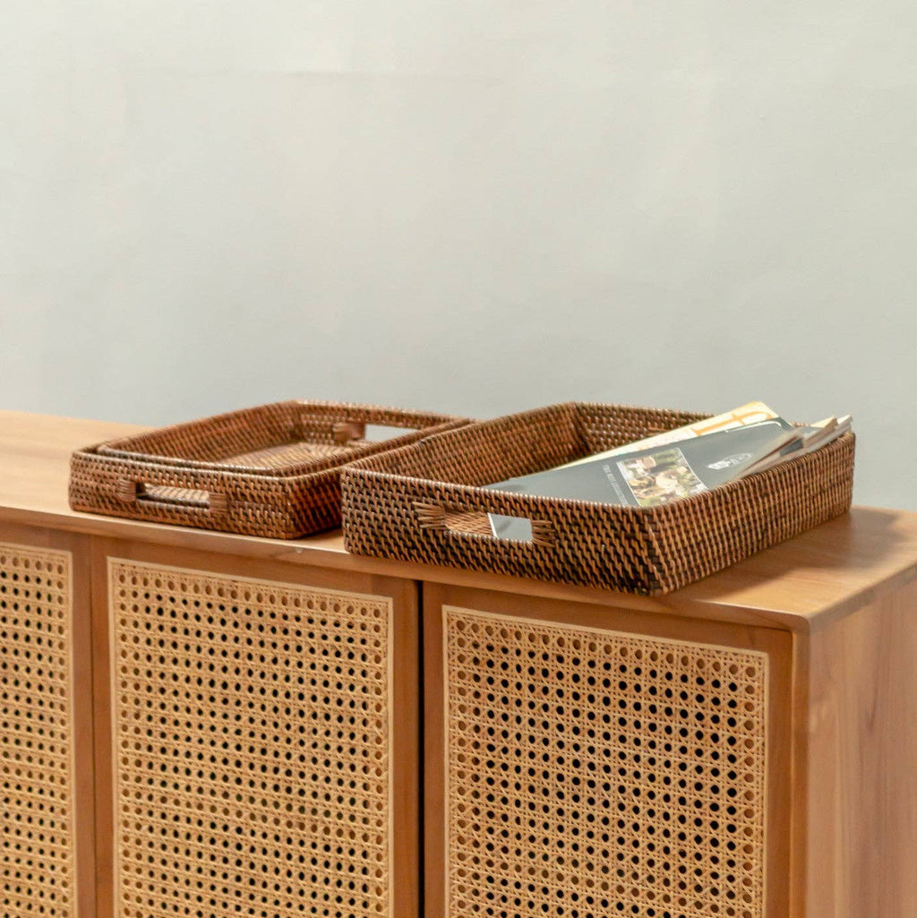 Rechteckiges Tablett Rattan 'AMAHAI'