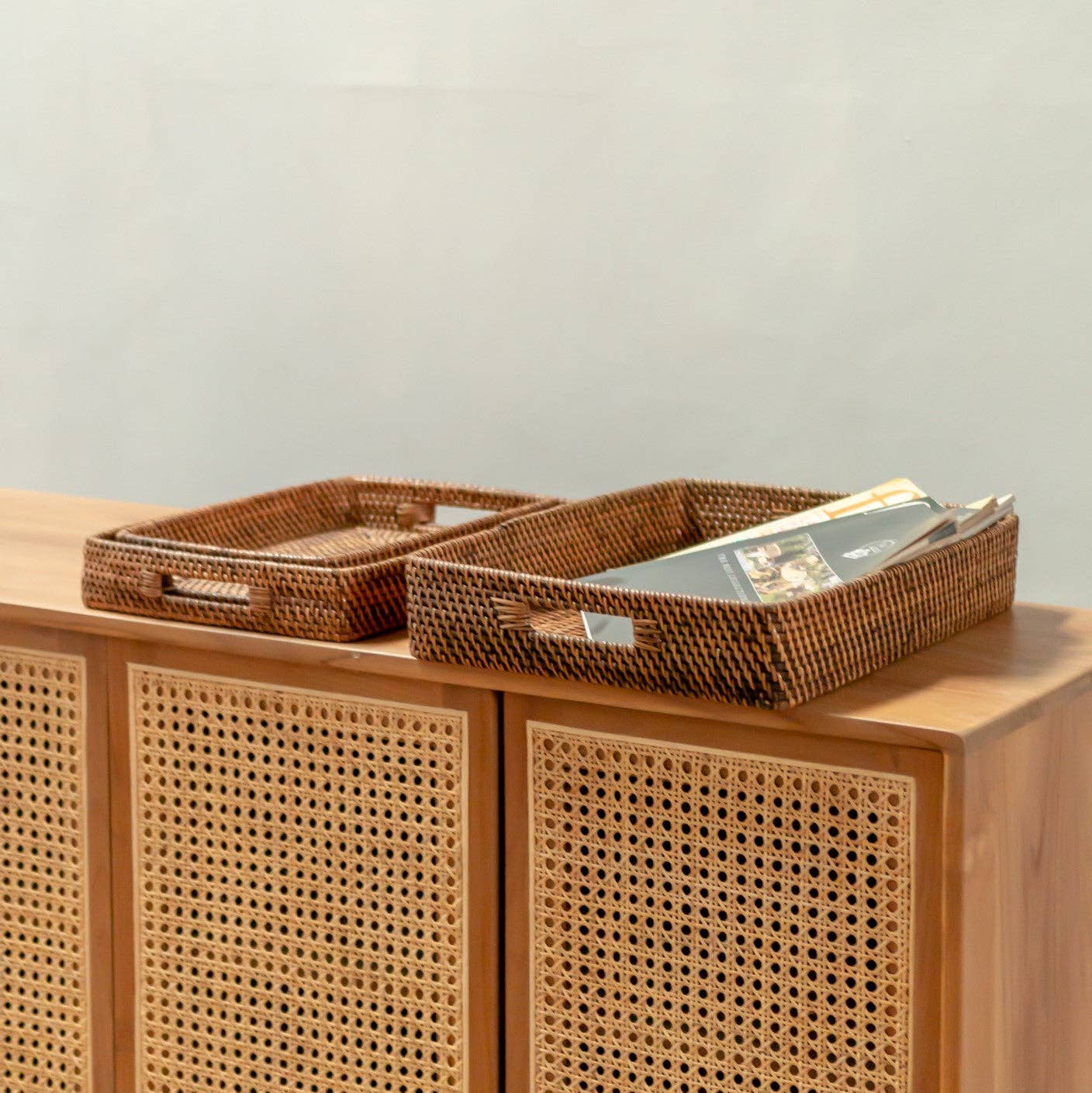 Rechteckiges Tablett Rattan 'AMAHAI'