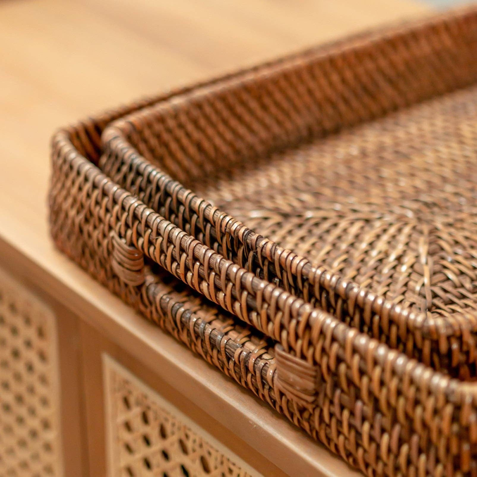 Rechteckiges Tablett Rattan 'AMAHAI'