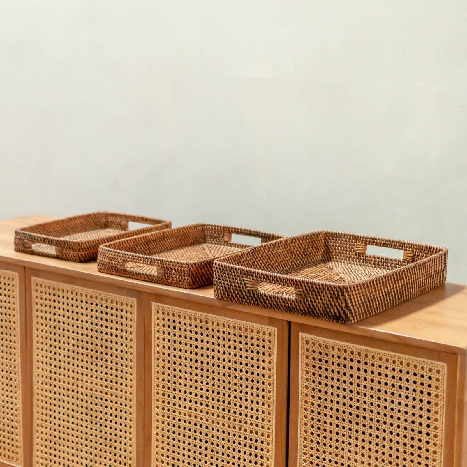 Rechteckiges Tablett Rattan 'AMAHAI'