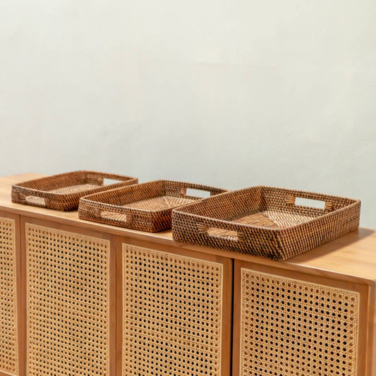 Rechteckiges Tablett Rattan 'AMAHAI' M